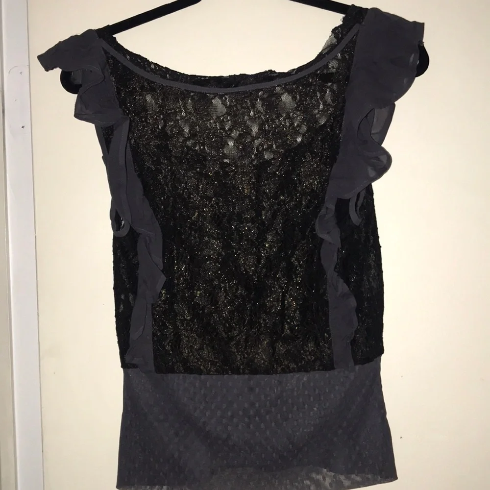 Free People Lace Tank w/Ruffles and Zipper